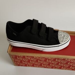 Vans Black and Silver Velcro Sneakers